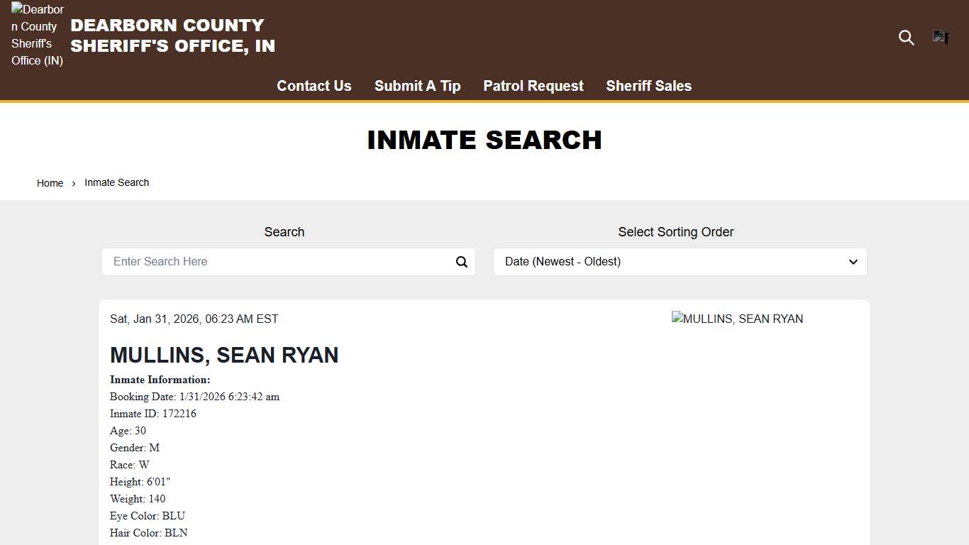 Inmate Search Dearborn County Sheriff's Office (IN)